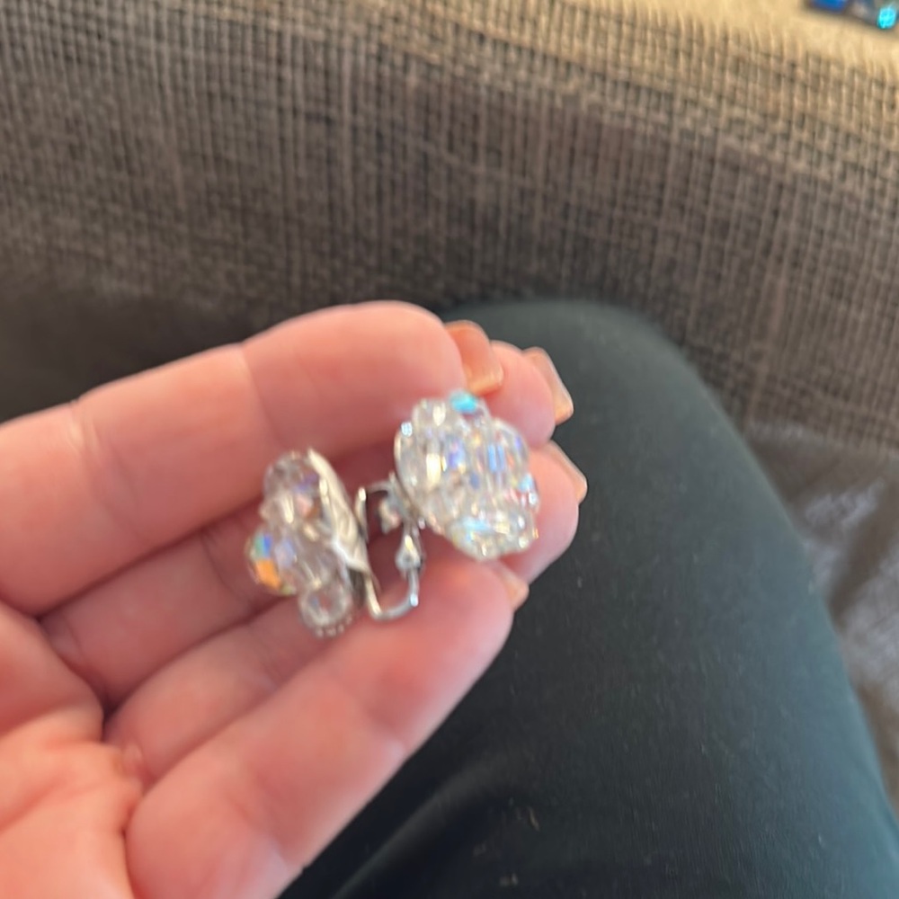 Sparkling Silver and White Gemstone Earrings